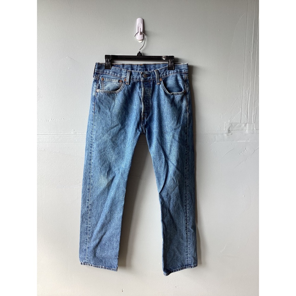 Levis 501 Original Fit Jeans Medium Wash Blue Straight Leg Denim W32 L30